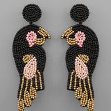 Black Beaded Parrot Earrings