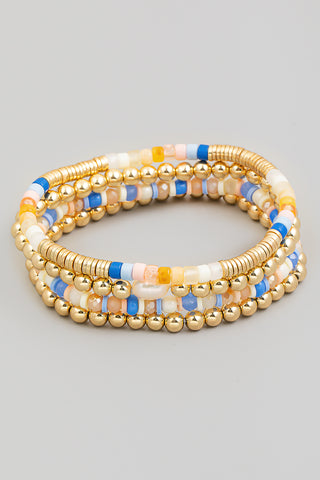 Blue Mixed Beaded Bracelet Set