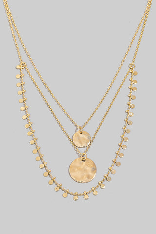 Gold Disc Pendants And Charms Layered Necklace