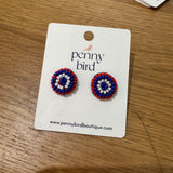 Red, White and blue circle studs