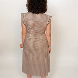 The Barcelona Brown Stripe Midi Dress