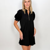 The Maddie Black Scallop Trim Sleeve Dress