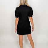 The Maddie Black Scallop Trim Sleeve Dress