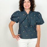 The Marjorie Embroidered Tie Top