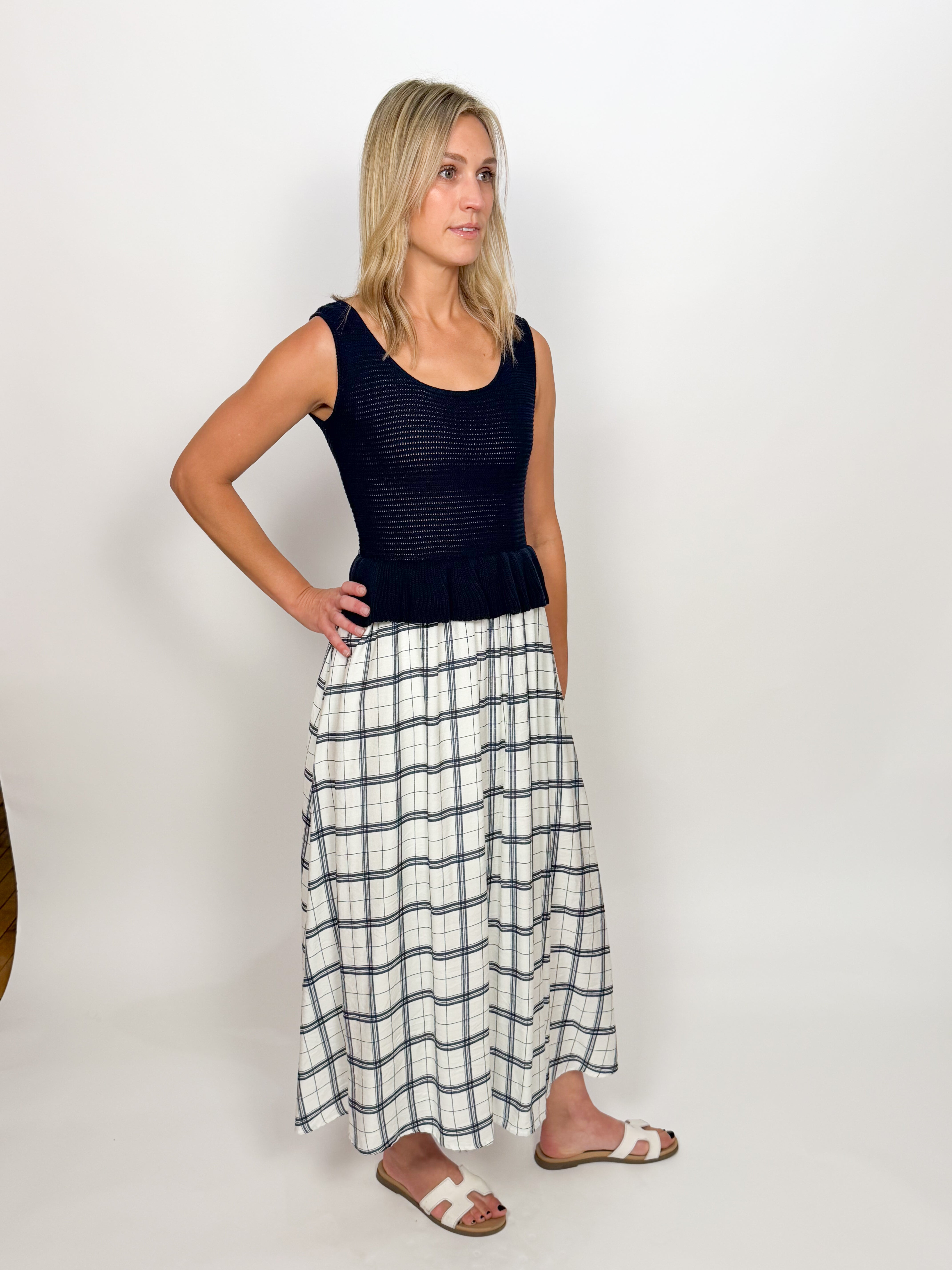 The Zelda Plaid Midi Dress