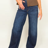 Super High Rise Dark Wash Wide Leg Jeans - Vervet Denim - B6