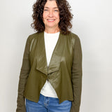 The Channing Faux Leather Draped Jacket