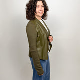 The Channing Faux Leather Draped Jacket