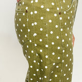 The Dori Olive Polka Dot Barrel Pants