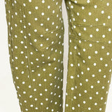 The Dori Olive Polka Dot Barrel Pants