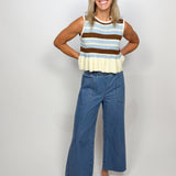 The Peplum Stripe Sleeveless Knit Top