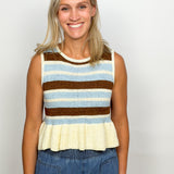The Peplum Stripe Sleeveless Knit Top