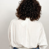The Athena White Smocked Back Button Down Shirt