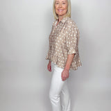 The Clara Mocha Polka Dot Peplum Top