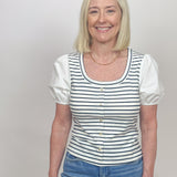 The Chrissy Stripe Puff Sleeve Top