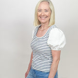 The Chrissy Stripe Puff Sleeve Top