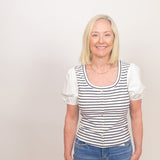 The Chrissy Stripe Puff Sleeve Top