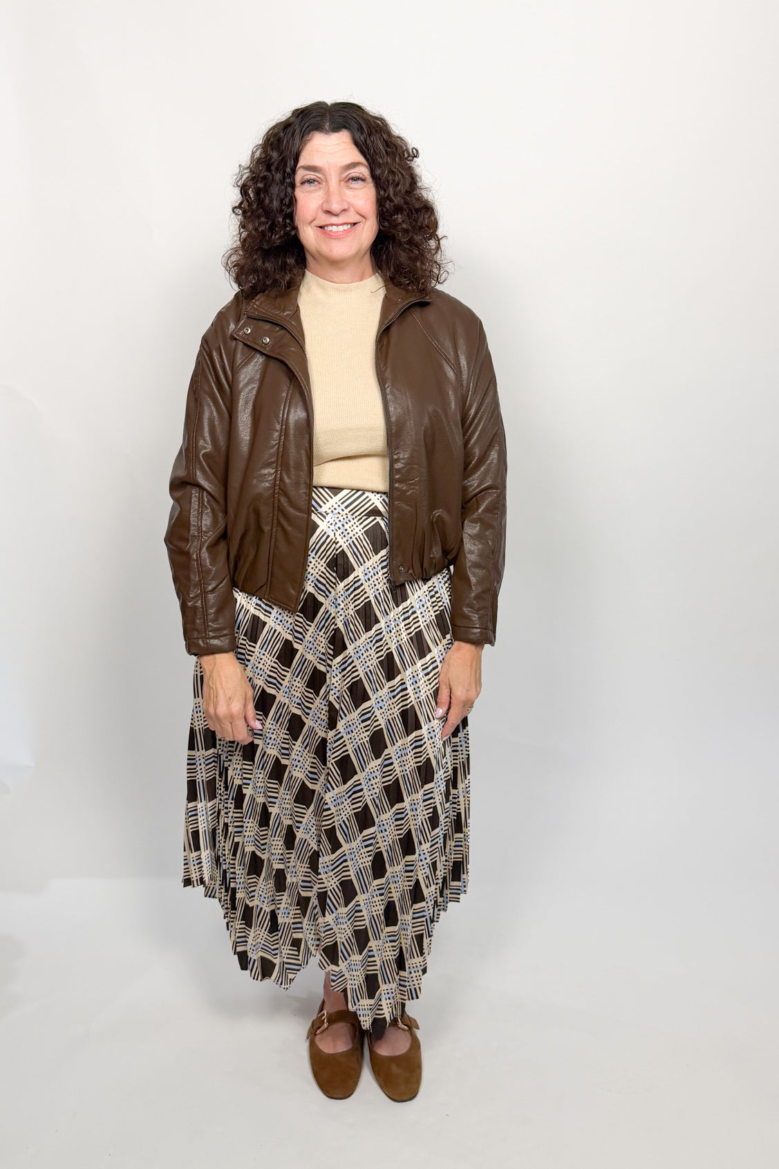 Faux Leather Padded Bomber Jacket