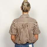 The Marcy Brown Stripe Bubble Hem Top