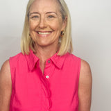 The Bronte Hot Pink Sleeveless Eyelet Hem Dress
