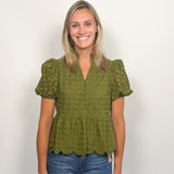 The Landon Eyelet Peplum Top