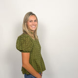 The Landon Eyelet Peplum Top