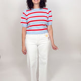 Tummy Control White Mid Rise Ankle Straight Raw Hem - Risen Jeans