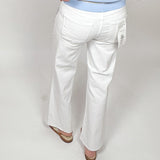 Tummy Control White Mid Rise Ankle Straight Raw Hem - Risen Jeans