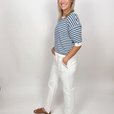 The Ellen Blue Stripe Short Sleeve Knit