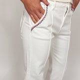 Pocket Stitched High Rise Straight White Jeans - Risen - B8