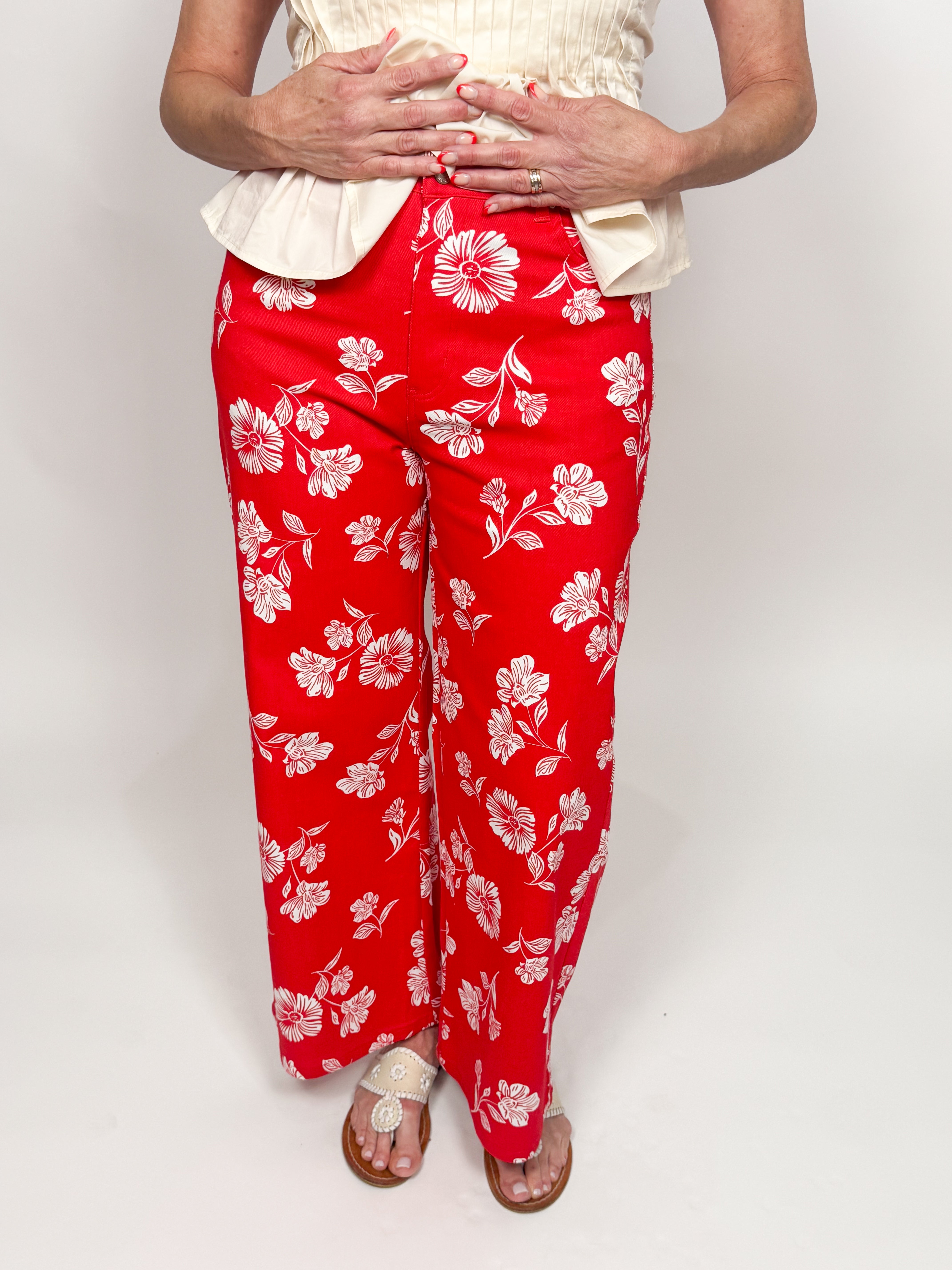 The Cordelia Red Floral Pants
