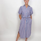 The Cora Chambray Stripe Midi Dress