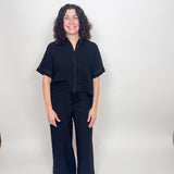 The Avery Black Trim Linen Blend Pants