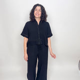 The Avery Black Trim Linen Blend Pants