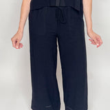 The Avery Black Trim Linen Blend Pants