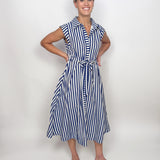 The Mariner Navy Striped Midi Dress