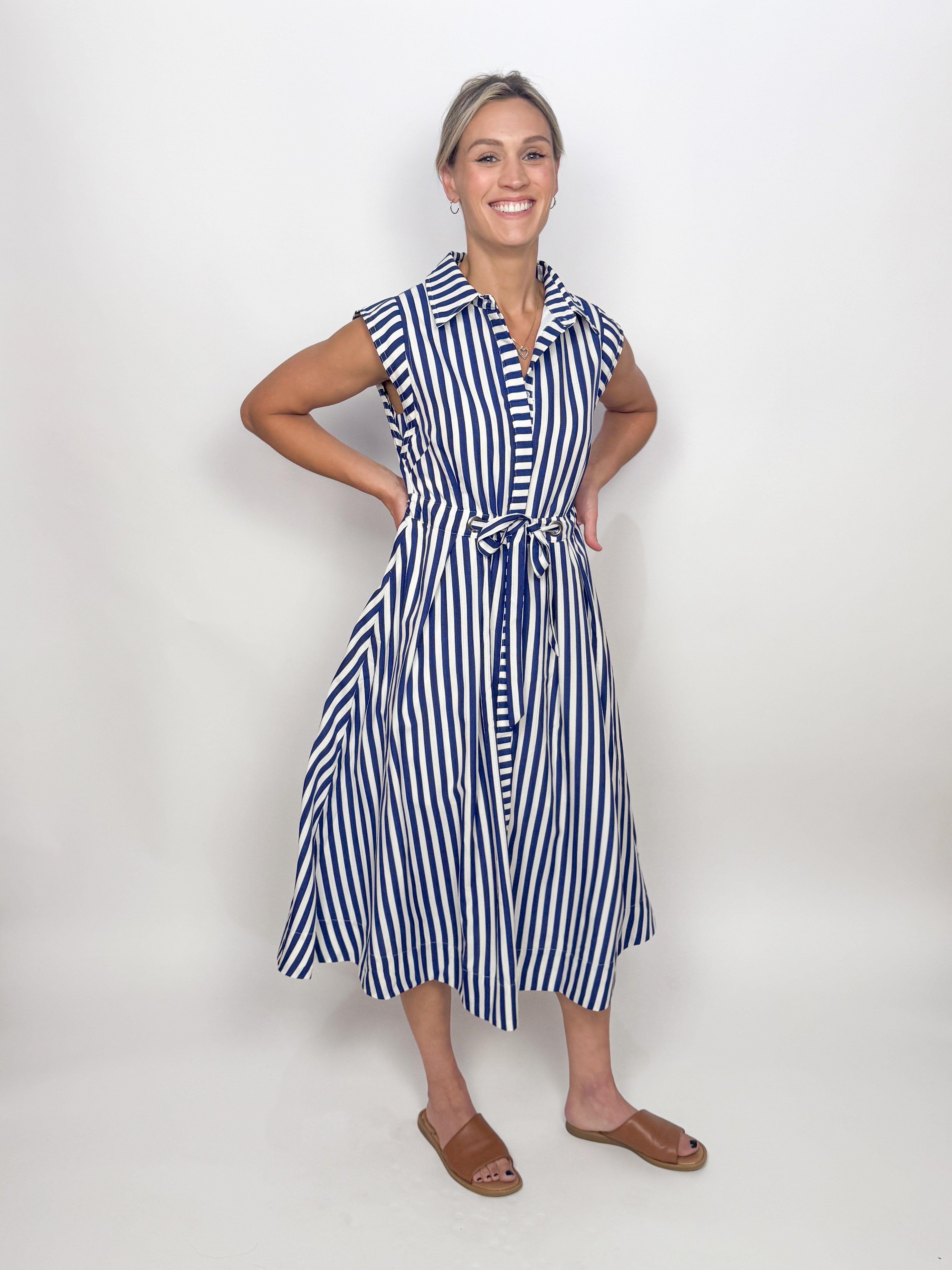 The Mariner Navy Striped Midi Dress