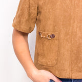 The Colby Horse Bit Faux Suede Top