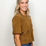 The Colby Horse Bit Faux Suede Top