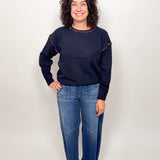 The Caleb Navy Stitched Sweater