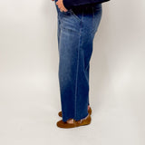 Slouchy Crop Barrel Patch Pocket Jeans - Risen Denim - D3