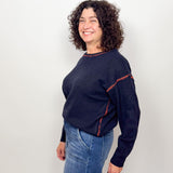 The Caleb Navy Stitched Sweater
