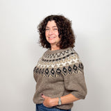 The Athena Mocha Fair Isle Short Sleeve Sweater