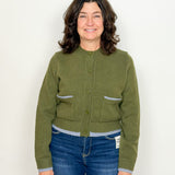 The Gia Olive Button Up Sweater