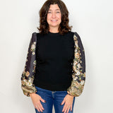 The Katie Printed Sleeve Sweater