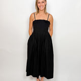 The Elliot Pleated Solid Midi Dress