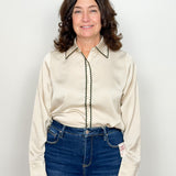 The Octavia Trimmed Button Down Blouse