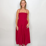The Elliot Pleated Solid Midi Dress