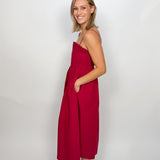 The Elliot Pleated Solid Midi Dress