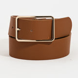 Faux Leather Rectangle Gold Buckle Belt - 3 colors